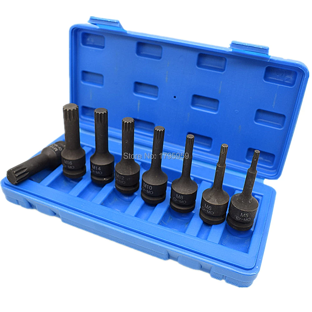 1/2in Square Drive Spline Impact Socket Bit 8 Piece Set M5 M6 M8 M10 M12 M14 M16 M18 CR-MO Ratchet Bit Socket Screwdriver
1/2in Square Drive Spline Impact Socket Bit 8 Piece Set M5 M6 M8 M10 M12 M14 M16 M18 CR-MO Ratchet Bit Socket Screwdriver