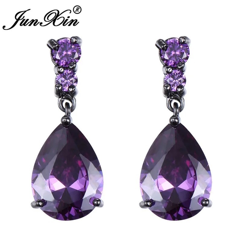 JUNXIN Purple/Blue/Red Water Drop Earrings Luxury Zircon Teardrop Chandelier Earrings Vintage Black Gold Filled Jewelry
JUNXIN Purple/Blue/Red Water Drop Earrings Luxury Zircon Teardrop Chandelier Earrings Vintage Black Gold Filled Jewelry