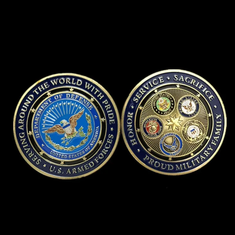 Hot sale fashion colorful metal crafts bronze plated U.S. Armed Forces medals Proud Military Family challenge coins collectibles
Hot sale fashion colorful metal crafts bronze plated U.S. Armed Forces medals Proud Military Family challenge coins collectibles