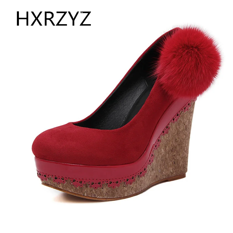 shoes women Spring/autumn fashion wedge platform Red high heel pompom shoes sexy black club super high heels11cm black pumps shoes women Spring/autumn fashion wedge platform Red high heel pompom shoes sexy black club super high heels11cm black pumps<br><br>Aliexpress