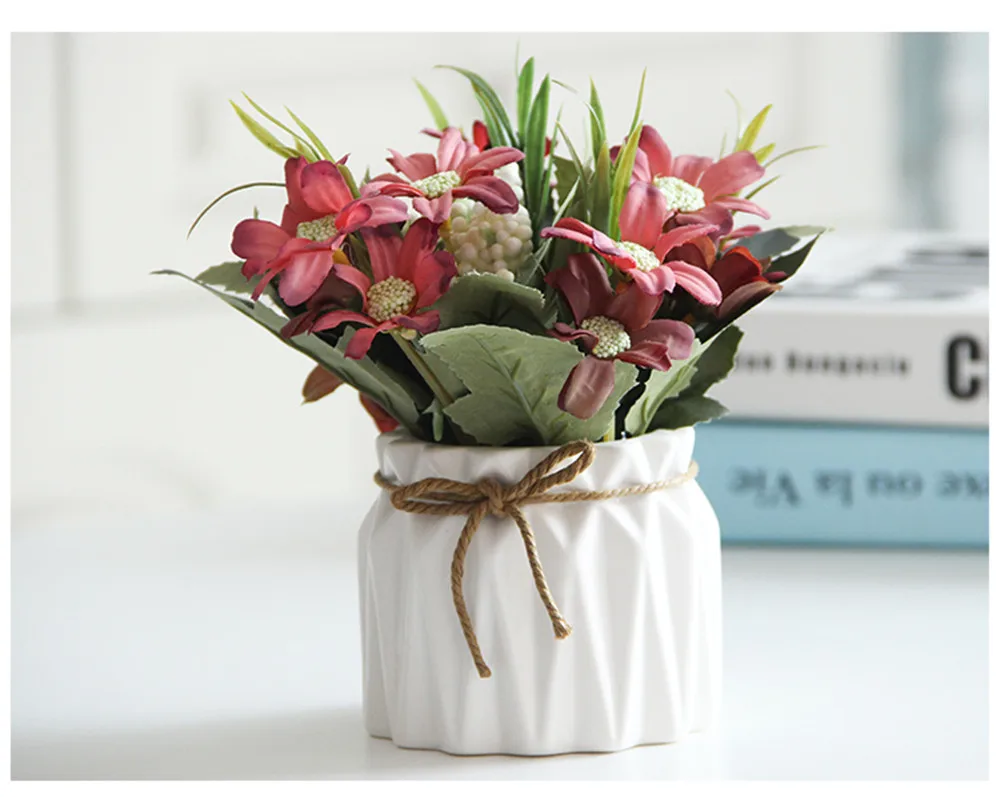 WholesaleDecorative Potted Plants Artificial Flowers With Vase For