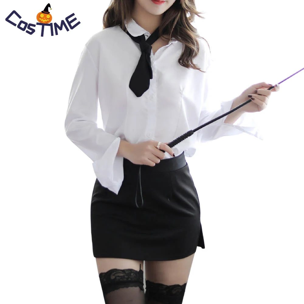 Women Sexy Teacher Cosplay Costume Secretary OL Uniform Professional Blouse Shirts Tops Mini Skirt Set with Tie Fancy Dress
Women Sexy Teacher Cosplay Costume Secretary OL Uniform Professional Blouse Shirts Tops Mini Skirt Set with Tie Fancy Dress