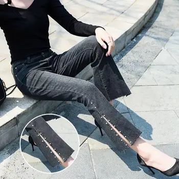 Women Flare Jeans Slim Beaded High Waist Jeans Woman Blue Black Denim Flare Pants Women Vaqueros Mujer Ladies Skinny Jeans C5589
Women Flare Jeans Slim Beaded High Waist Jeans Woman Blue Black Denim Flare Pants Women Vaqueros Mujer Ladies Skinny Jeans C5589