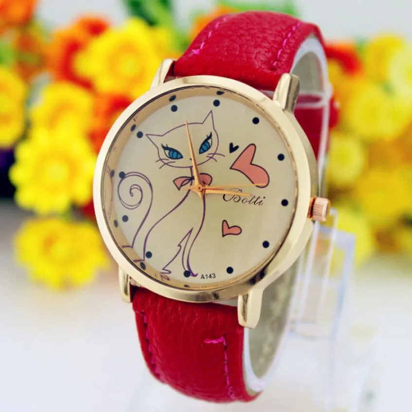Fashion Women Faux Leather Strap Band Analog Quartz Wrist Watch Casual Cat pattern ladies watches Female Clock Montre Femme
Fashion Women Faux Leather Strap Band Analog Quartz Wrist Watch Casual Cat pattern ladies watches Female Clock Montre Femme