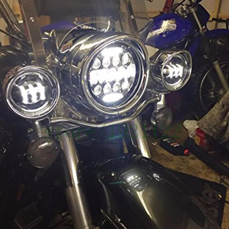 Black 7 Inch 75W Round Daymaker LED Projector Headlight Waterproof Bulb for Harley Davidson Motorcycle & Jeep Wrangler LED Headlamp (2)
