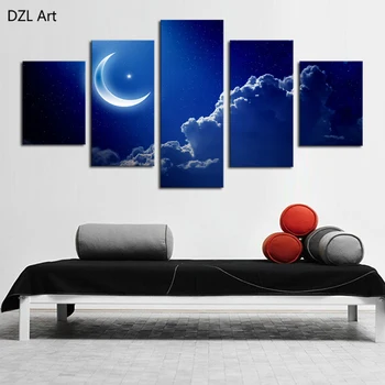 Unframed 5 Piece Abstract Blue Star Moon landscape Canvas picture Art HD Print Painting On Canvas Artworks for Home Decor
Unframed 5 Piece Abstract Blue Star Moon landscape Canvas picture Art HD Print Painting On Canvas Artworks for Home Decor