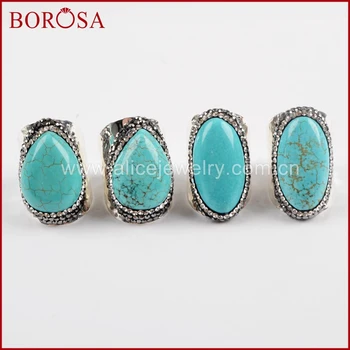BOROSA 5/10PCS Mixed Shapes Blue Howlite Silver Plated Band Ring Rhinestone Pave Blue Stone Gems Ring Fashion Jewelry JAB921
BOROSA 5/10PCS Mixed Shapes Blue Howlite Silver Plated Band Ring Rhinestone Pave Blue Stone Gems Ring Fashion Jewelry JAB921