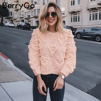 BerryGo Pompon autumn winter sweaters women O neck long sleeve casual pink pullovers female Fashion loose ladies knitted jumpers
BerryGo Pompon autumn winter sweaters women O neck long sleeve casual pink pullovers female Fashion loose ladies knitted jumpers