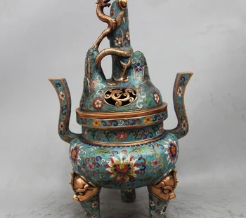 16" Marked Chinese Bronze Cloisonne Dynasty Dragon Play Bead Incense Burner Cens
16" Marked Chinese Bronze Cloisonne Dynasty Dragon Play Bead Incense Burner Cens