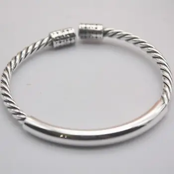 Pure 990 Sterling Silver Bangle Rope Shape Open Bangle Fit 58-64mm Wrist Width
Pure 990 Sterling Silver Bangle Rope Shape Open Bangle Fit 58-64mm Wrist Width
