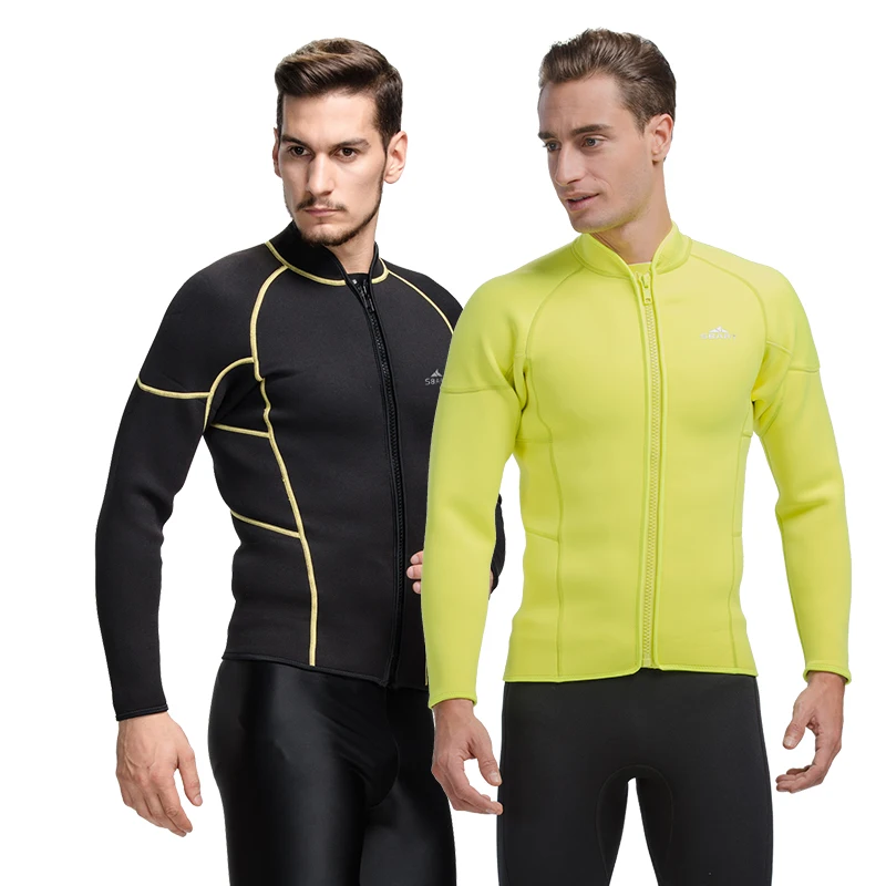 Image SBART 3MM Neoprene Wetsuit Jacket Men Long Sleeve Full Zipper Super Stretch Wetsuits Tops For Surfing High Quality Hot Sale L737
