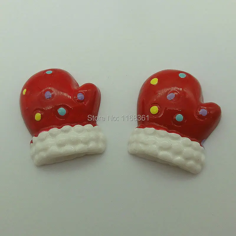 1pcs/lot resin flatback colorful glove 26mm Cabochons Scrapbooking Hair Bow Center DIY Christmas decration C106-3