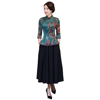 Vintage Chinese Blouse Skirt Sets Women Silk Shirt Mandarin Collar 2pc Clothing Summer Qipao Button Dress Size S-XXXL 9967
Vintage Chinese Blouse Skirt Sets Women Silk Shirt Mandarin Collar 2pc Clothing Summer Qipao Button Dress Size S-XXXL 9967