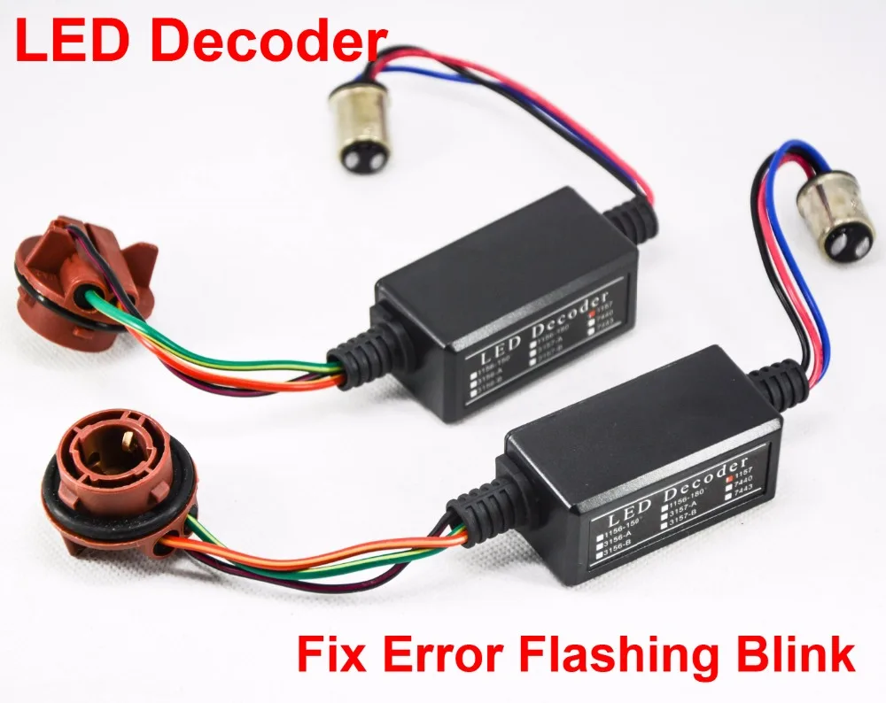 

2PCS 1156 1157 3156 3157 7440 7443 LED Bulbs Error Canbus Canceler Adapter Decoder Fog Turn Brake Signal Anti-Hyper Flash Blink