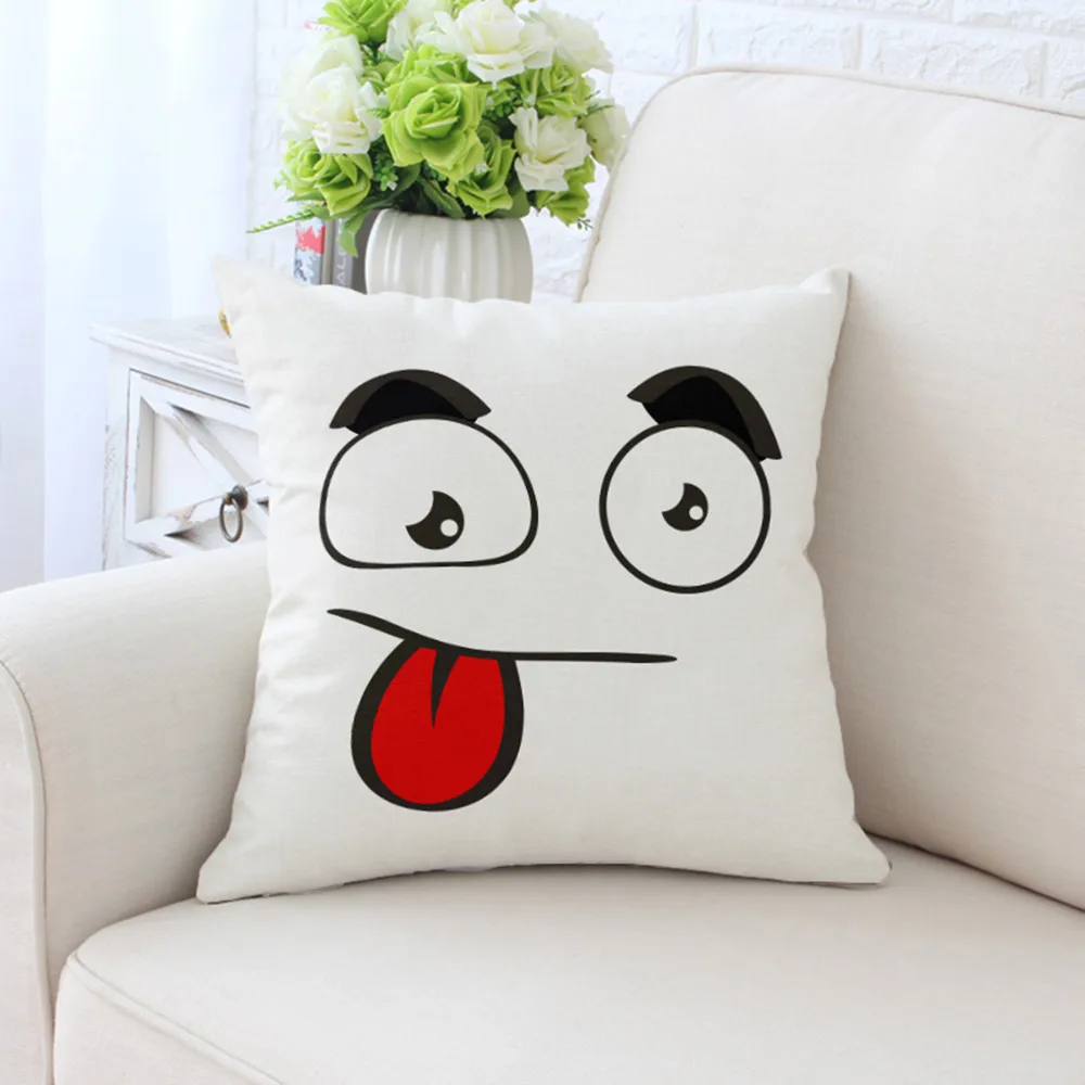 

BZ076 Emoticons Pillowcases Sofa Car Pillow Cover Washable Cotton Pillow Case Home Textile 45cm*45cm/18"x18" Inch