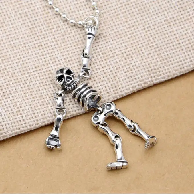 Pure Solid Silver 925 Funny Movable Skeleton Pendant For Necklace HIPHOP Punk Style Sterling Silver 925 Mens Jewelry Acessory
Pure Solid Silver 925 Funny Movable Skeleton Pendant For Necklace HIPHOP Punk Style Sterling Silver 925 Mens Jewelry Acessory