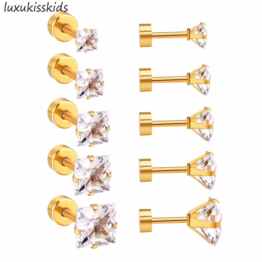 LUXUKISSKIDS 5Pairs/Lot Stainless Steel Screw Back Stud Earrings Set Fashion Jewelry 3-7MM For Women Christmas Earrings Gift
LUXUKISSKIDS 5Pairs/Lot Stainless Steel Screw Back Stud Earrings Set Fashion Jewelry 3-7MM For Women Christmas Earrings Gift