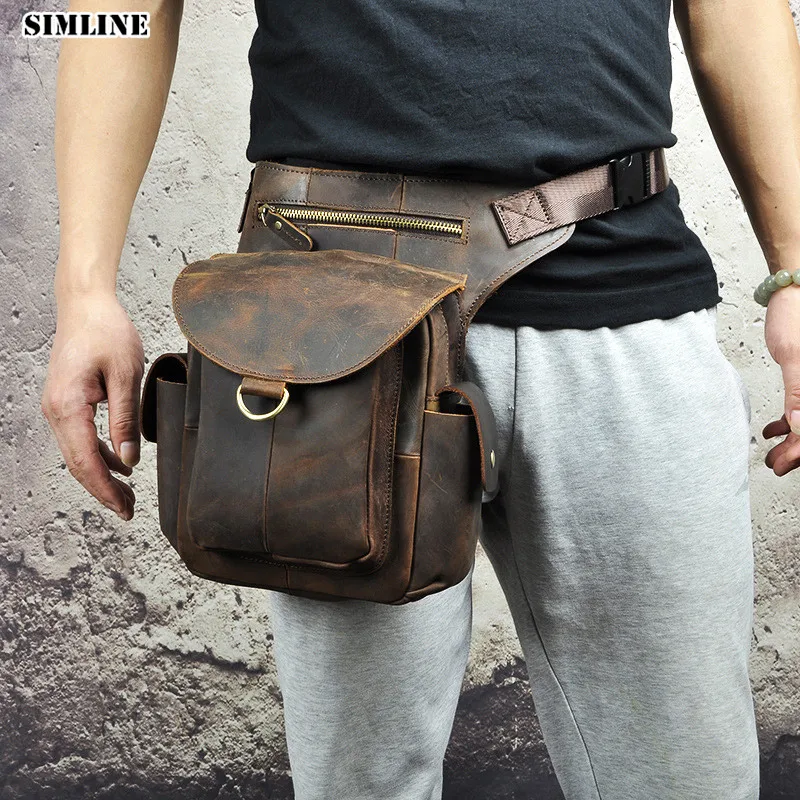 Crazy Horse Genuine Leather Men's Waist Bag Pack Vintage Multi Function Travel Shoulder Crossbody Motorcycle Leg Bags For Male
Crazy Horse Genuine Leather Men's Waist Bag Pack Vintage Multi Function Travel Shoulder Crossbody Motorcycle Leg Bags For Male