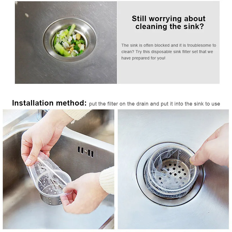 30/50/100pcs Sink Drain Hole Trash Strainer Mesh Disposable Garbage Bag for Bathroom Kitchen TSH Shop
30/50/100pcs Sink Drain Hole Trash Strainer Mesh Disposable Garbage Bag for Bathroom Kitchen TSH Shop