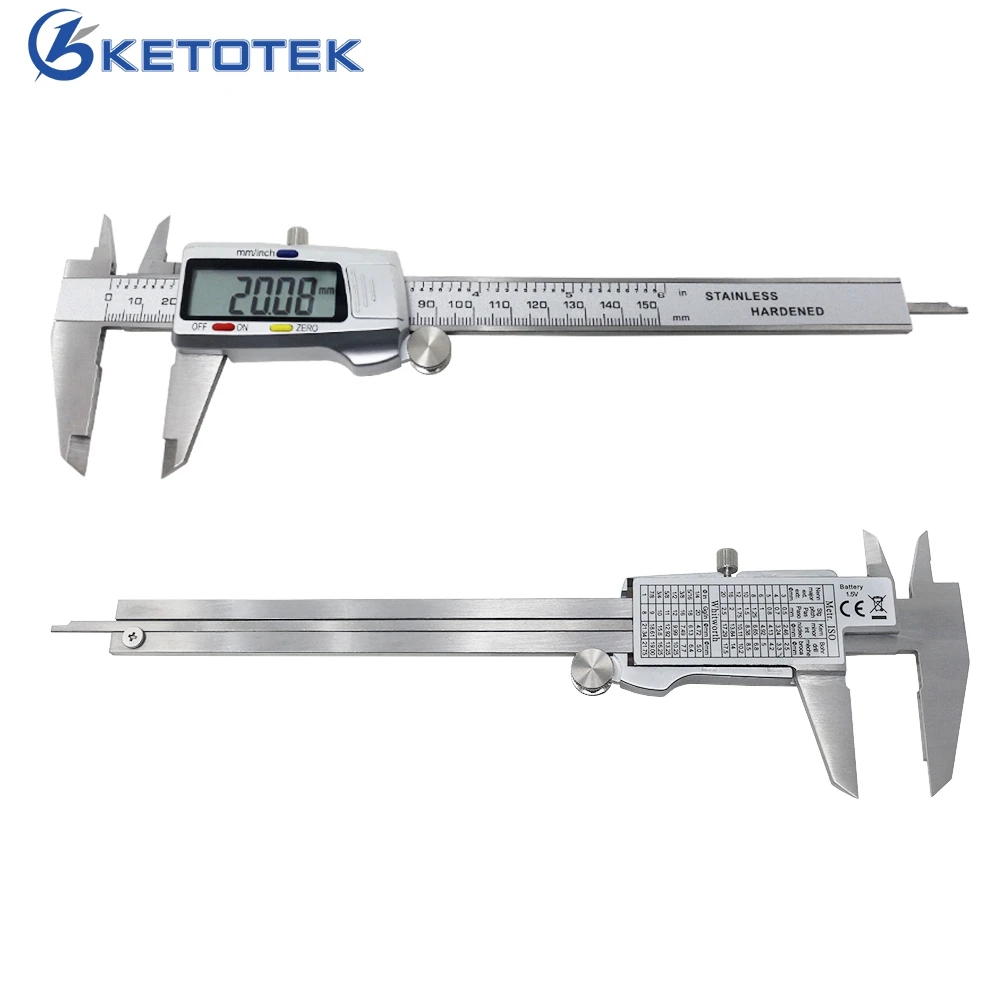 150mm 6'' Stainless Steel Vernier Caliper 0.01mm Digital Electronic Caliper Messschieber Paquimetro Measuring Instrument
150mm 6'' Stainless Steel Vernier Caliper 0.01mm Digital Electronic Caliper Messschieber Paquimetro Measuring Instrument