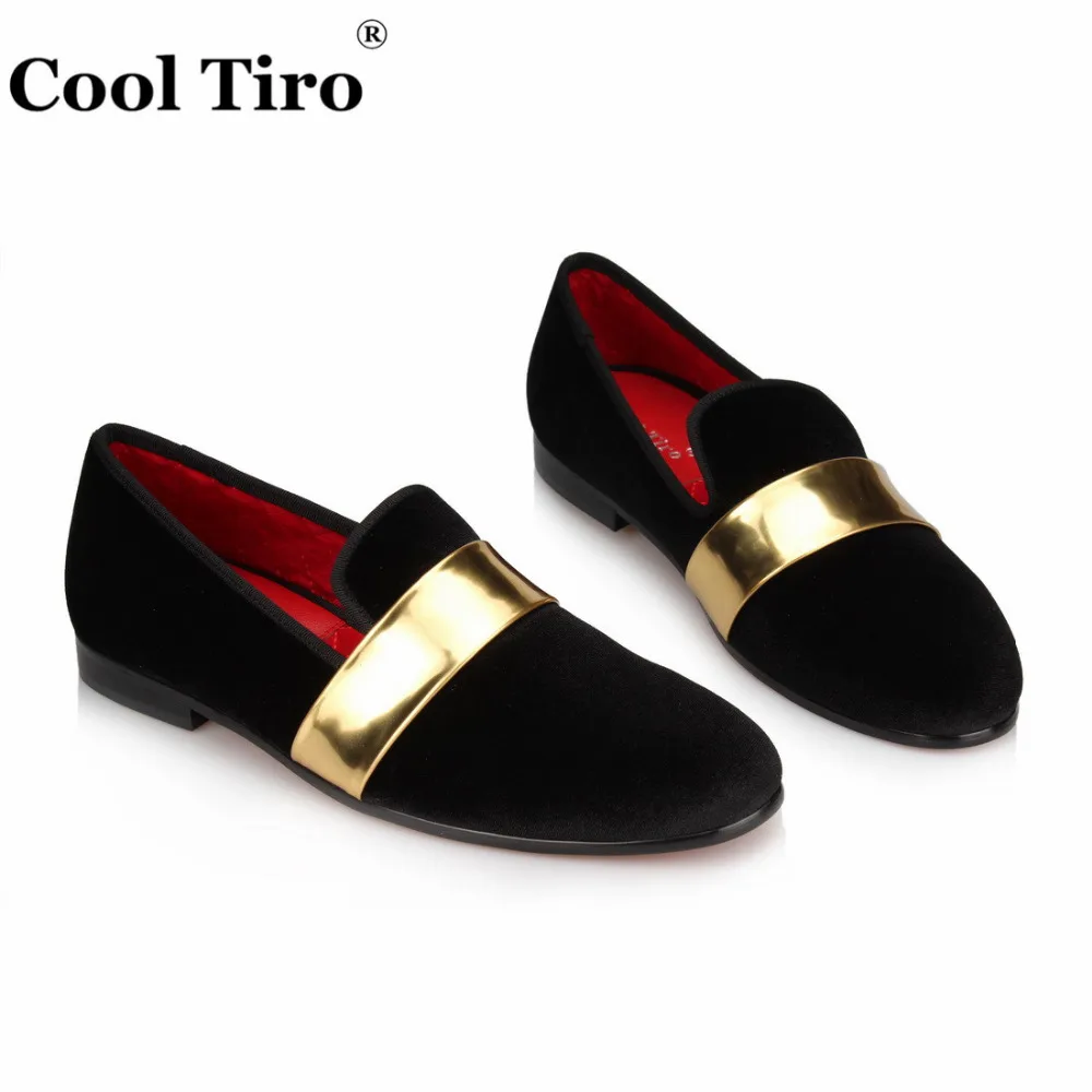 Black Velvet Loafers with Gold belt (5)