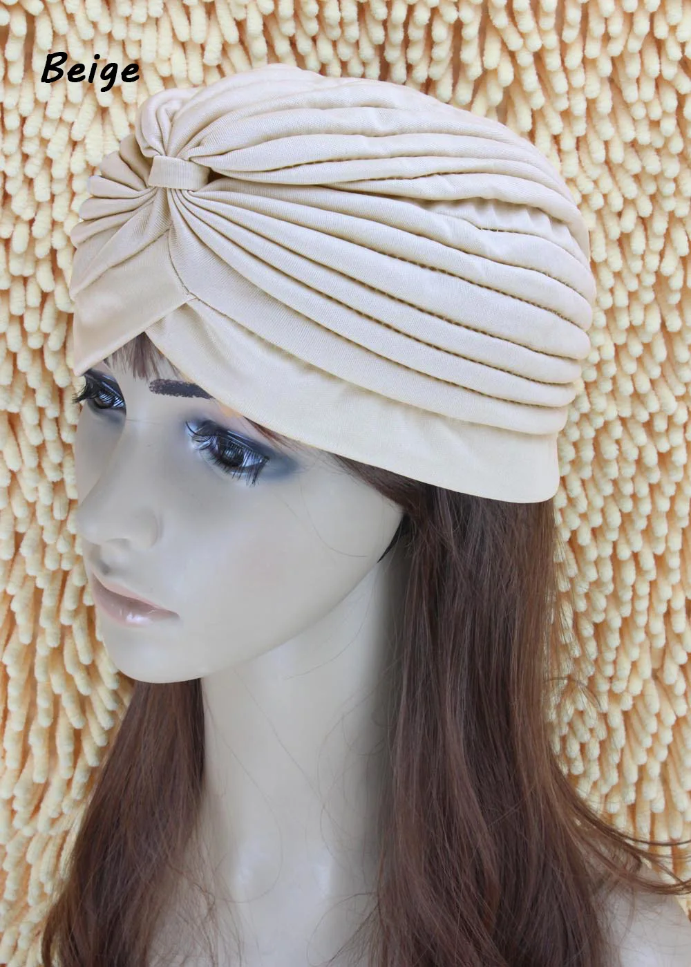 2016 New Fashion Women Turban Hat Bohemia 21 Solid Color Fold Beanies Female Simple Autumn Bonnet Indian Turban Hats For Women (16)