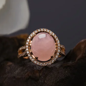 Royal Natural Stone Big Pure Oval Pink Rings Semi-Precious Stone Ring with 4 Prong Setting Women Jewelry Powder crystal 
Royal Natural Stone Big Pure Oval Pink Rings Semi-Precious Stone Ring with 4 Prong Setting Women Jewelry Powder crystal