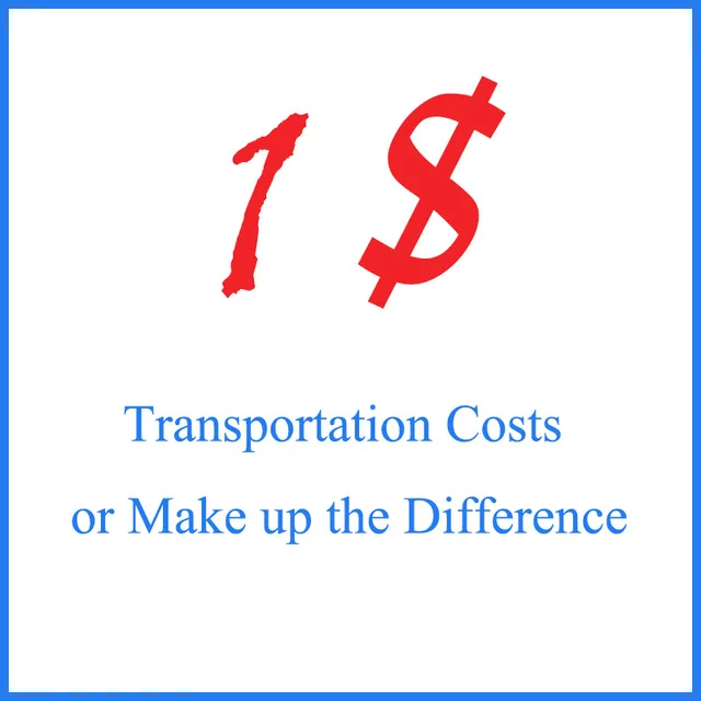 1 USD each, For Extra Transportation Costs or Make Up the Difference