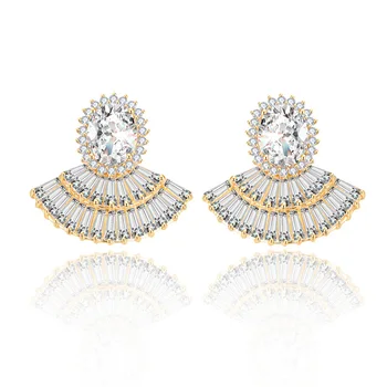 AAA Cubic Zirconia Gold Silver Color Geometirc Fan Shaped Stud Earrings For Women Lady's Elegant Earring Birthday Jewery Gift
AAA Cubic Zirconia Gold Silver Color Geometirc Fan Shaped Stud Earrings For Women Lady's Elegant Earring Birthday Jewery Gift