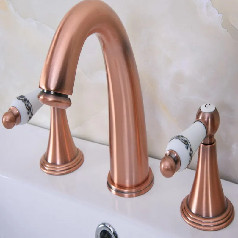 Antique Red Copper Widespread Dual Handle Bathroom Washing Basin Mixer Taps Deck Mounted 3 Holes Lavatory Sink Faucet arg070
Antique Red Copper Widespread Dual Handle Bathroom Washing Basin Mixer Taps Deck Mounted 3 Holes Lavatory Sink Faucet arg070