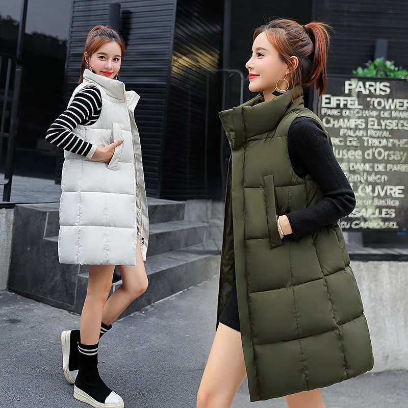 Casual Zipper Woman Padded Vest Solid Mandarin Collar Winter Waist Coat Pockets Women Sleeveless Long Office Jacket
Casual Zipper Woman Padded Vest Solid Mandarin Collar Winter Waist Coat Pockets Women Sleeveless Long Office Jacket