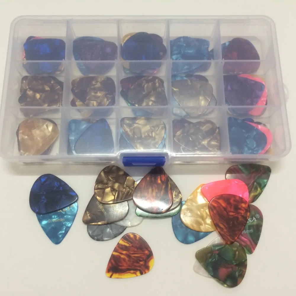 100Pcs Guitar Picks Heavy 0.96mm High Quality Colorful Celluloid Guitar Picks With Box
100Pcs Guitar Picks Heavy 0.96mm High Quality Colorful Celluloid Guitar Picks With Box