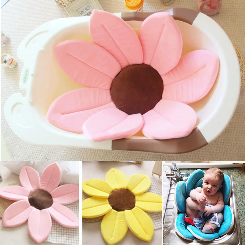 

Baby Shower Blooming Flower Newborn Bathtub Foldable Lotus shape Cushion skin Bath pad portable bath tub Soft Seat Play mat 80cm