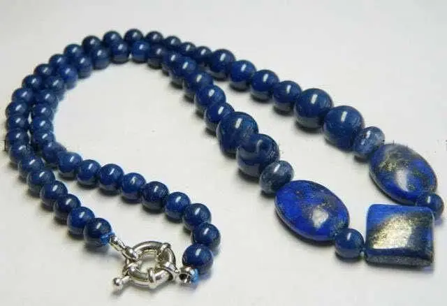 Real Natural Blue Egyptian Lapis Lazuli Beads Necklace 18" sf 
Real Natural Blue Egyptian Lapis Lazuli Beads Necklace 18" sf