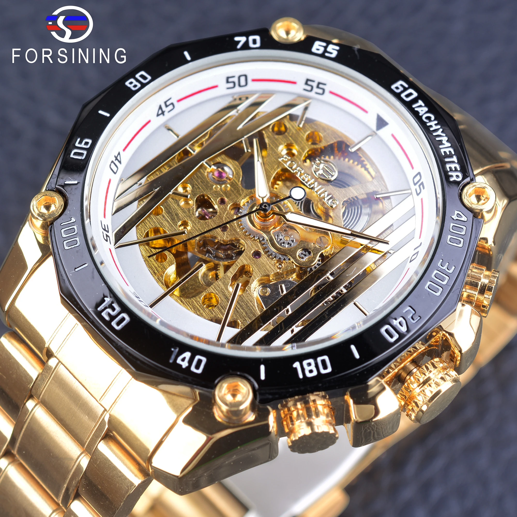 Forsining Steampunk White Golden Men's Mechanical Automatic Watches Top Brand Luxury Stainless Steel Skeleton Wristwatches Clock
Forsining Steampunk White Golden Men's Mechanical Automatic Watches Top Brand Luxury Stainless Steel Skeleton Wristwatches Clock