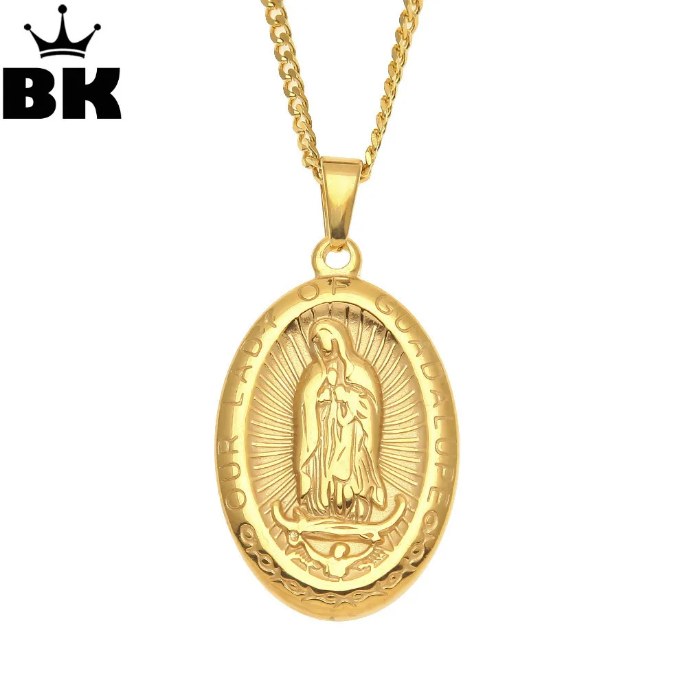 Oval Titanium Steel Religious Necklace Our Lady of Guadalupe Miraculous Medal Pendant Stainless Steel Virgen de Catholic Figure
Oval Titanium Steel Religious Necklace Our Lady of Guadalupe Miraculous Medal Pendant Stainless Steel Virgen de Catholic Figure