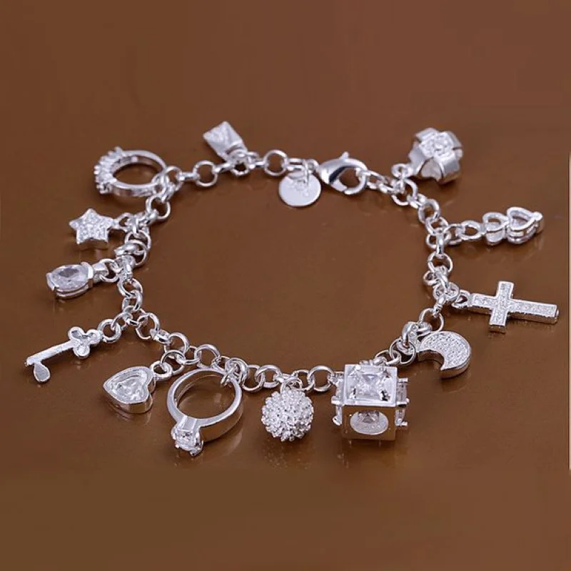 8inch 925 Silver Charms Pendants Bracelet Copper Fashion Women Bangle Bracelets Jewelry Gift
8inch 925 Silver Charms Pendants Bracelet Copper Fashion Women Bangle Bracelets Jewelry Gift
