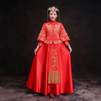 vintage Chinese style formal dress royal phoenix wedding cheongsam costume red bride traditional Tang suit Embroidery Qipao New
vintage Chinese style formal dress royal phoenix wedding cheongsam costume red bride traditional Tang suit Embroidery Qipao New