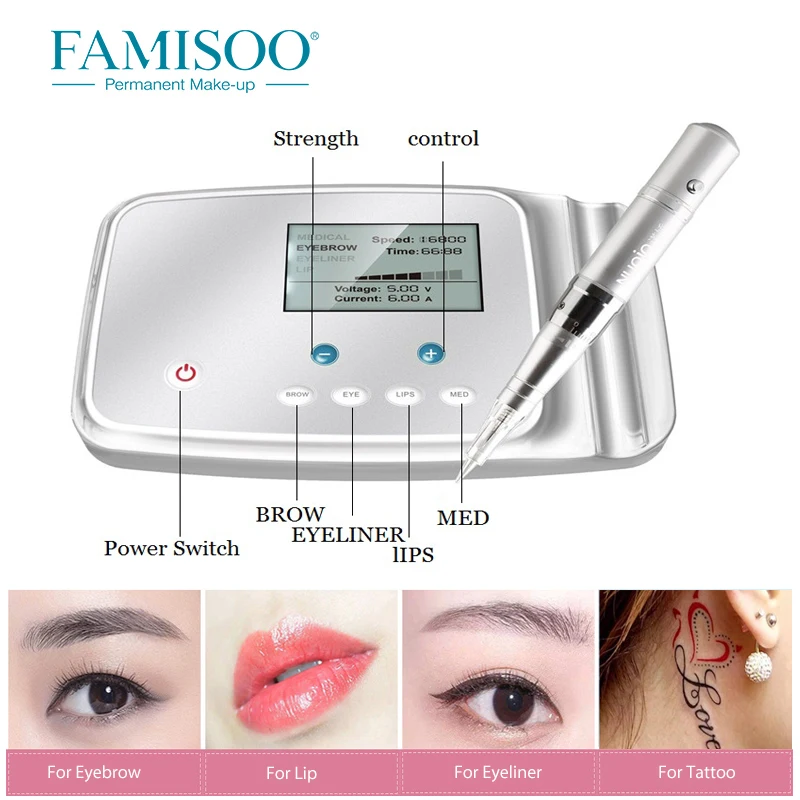 FAMISOO Permanent Tattoo Rotary Machine Pen M6 Makeup Device PMU MTS Needles for Eyebrow Eyeliner Lips Microblading Supplies
FAMISOO Permanent Tattoo Rotary Machine Pen M6 Makeup Device PMU MTS Needles for Eyebrow Eyeliner Lips Microblading Supplies