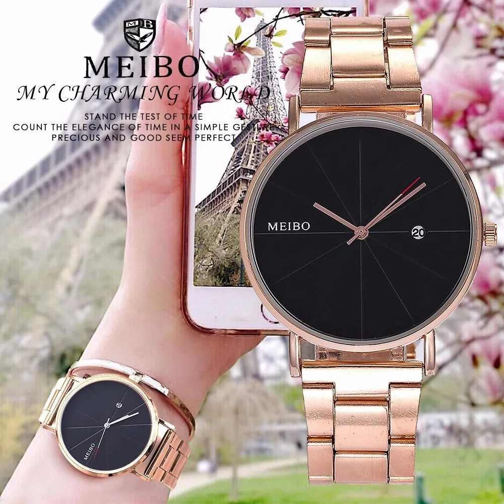 Hot Fashion Women Rose Gold Watch With Calendar Casual Luxury MEIBO Brand Stainless Steel Quartz Wristwatches Relogio Feminino
Hot Fashion Women Rose Gold Watch With Calendar Casual Luxury MEIBO Brand Stainless Steel Quartz Wristwatches Relogio Feminino