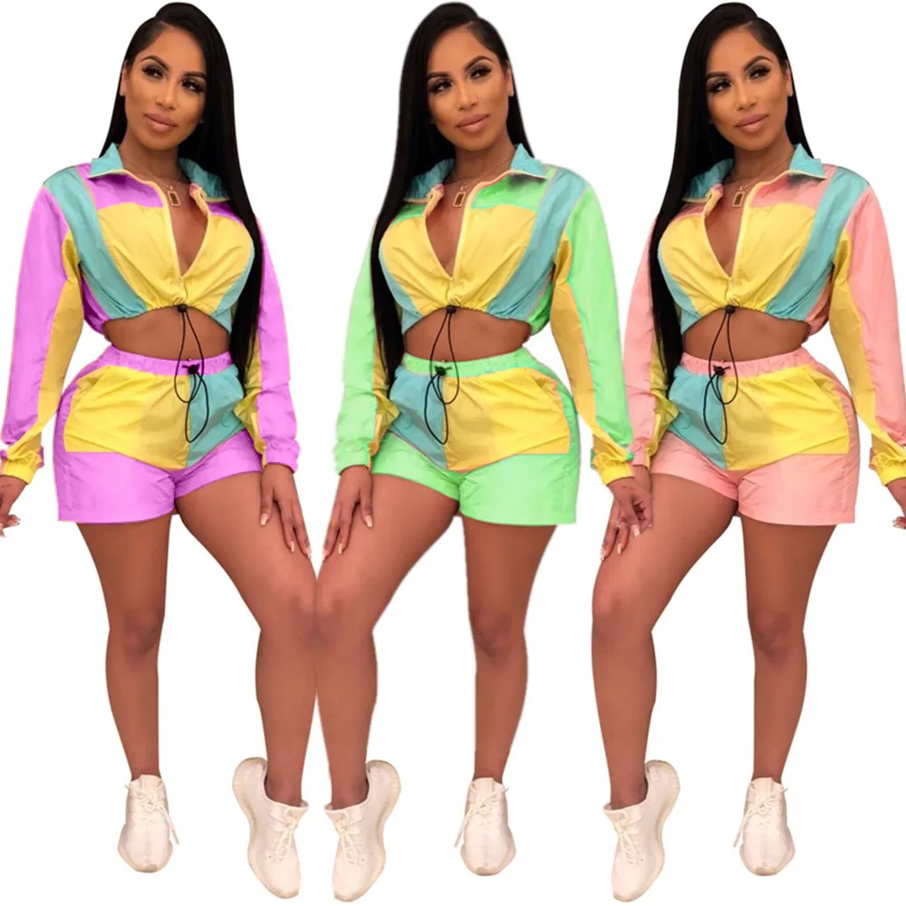 JRRY Casual Patchwork Two Pieces Women Sets s Long Sleeve Zippers Crop Top Short Pants 2 Pieces Print Women Tracksuit
JRRY Casual Patchwork Two Pieces Women Sets s Long Sleeve Zippers Crop Top Short Pants 2 Pieces Print Women Tracksuit