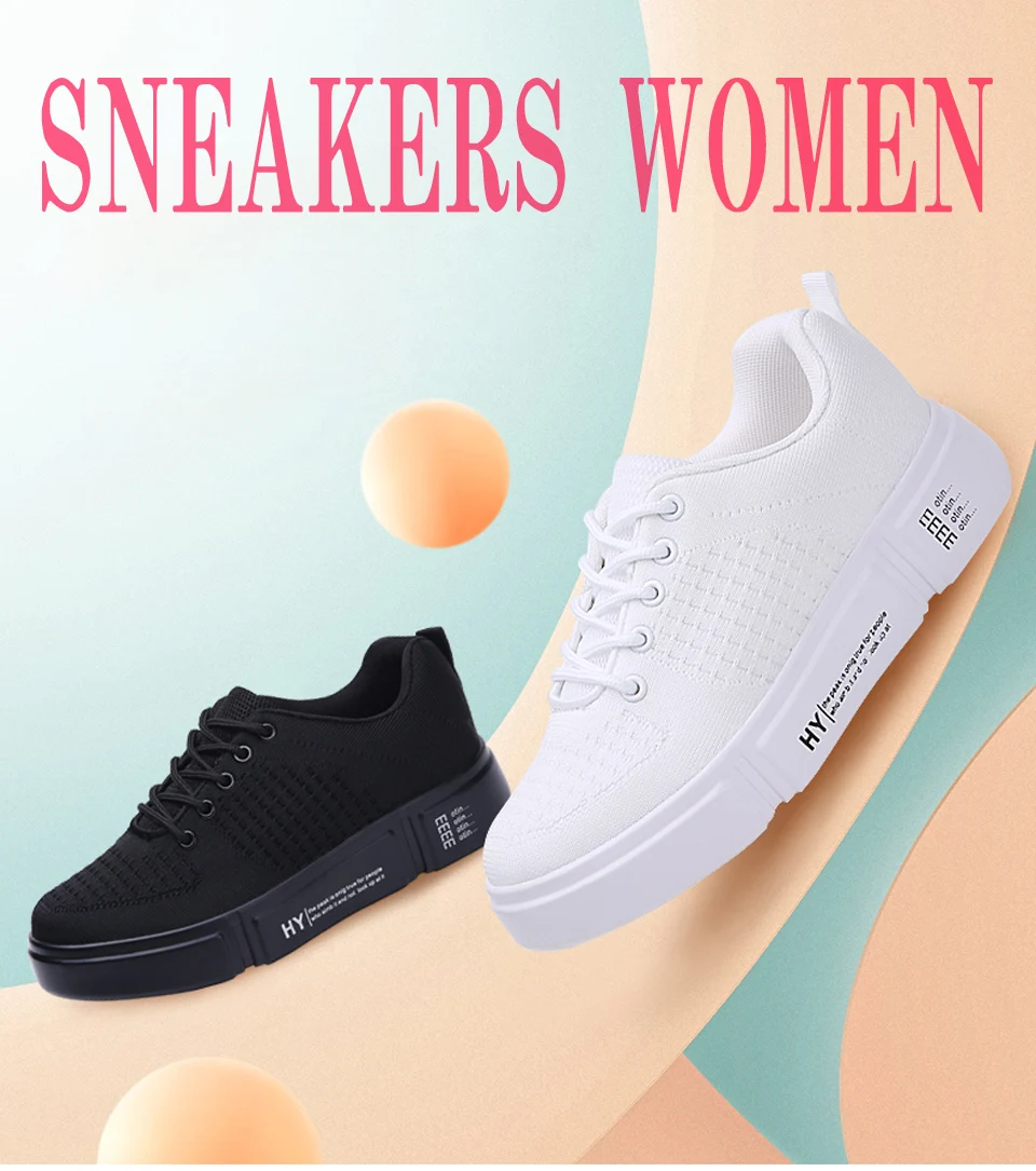 Spring NEW Women Sneakers Shoes Ladies lace up flat Platform white sneakers for Women Mesh Sock Casual Shoes Creepers (1)