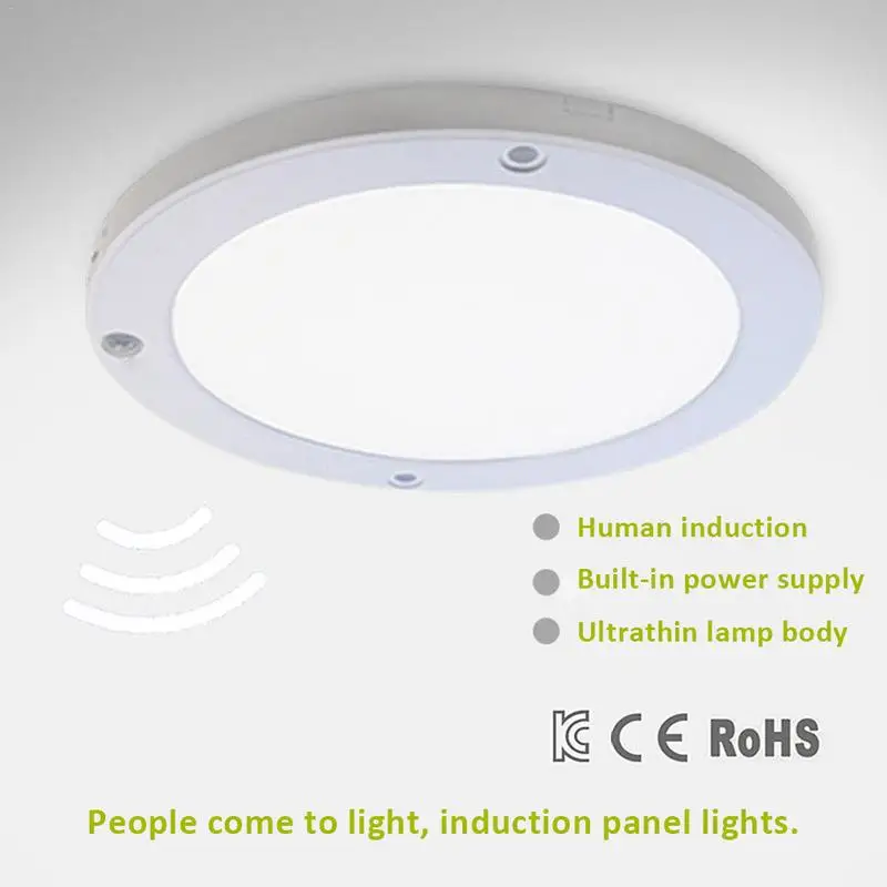 

Ceiling Lamp AC 220-240V Ultrathin Round LED Ceiling Panel Light PIR Human Body Motion Sensor Induction Downlight