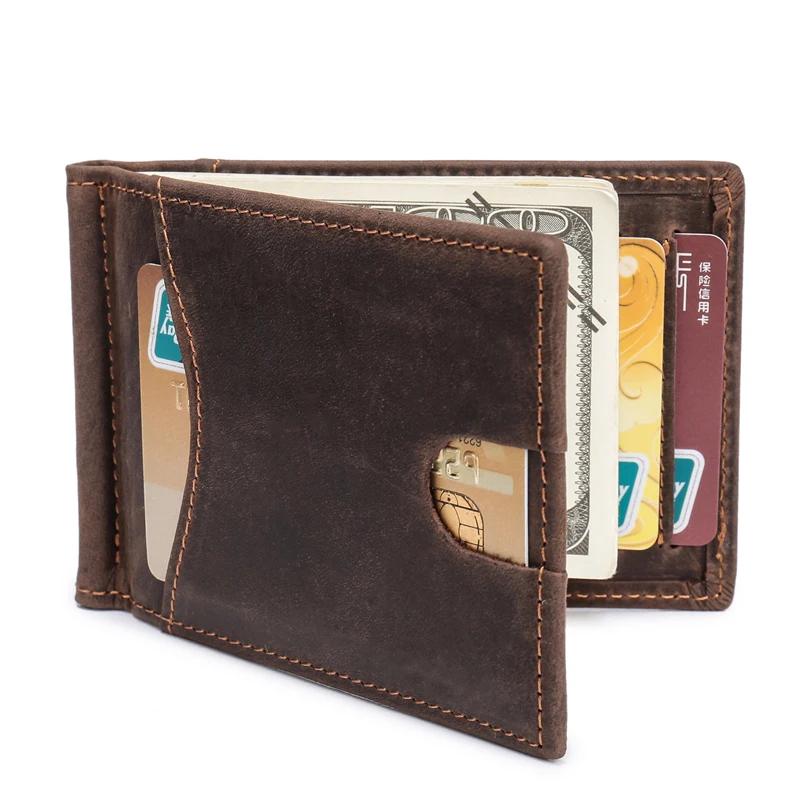 Men Slim Wallet Front Pocket Minimalist Wallet Genuine Leather Purse Crazy Horse Leather RFID Blocking Money Clip for Man R9007
Men Slim Wallet Front Pocket Minimalist Wallet Genuine Leather Purse Crazy Horse Leather RFID Blocking Money Clip for Man R9007