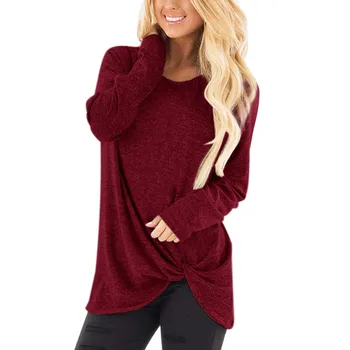 Autumn Women Blouse Top Solid Simple Long Sleeve Loose Pullover Front Knot O-Neck Casual Female Shirt Blouse Tee Tops
Autumn Women Blouse Top Solid Simple Long Sleeve Loose Pullover Front Knot O-Neck Casual Female Shirt Blouse Tee Tops