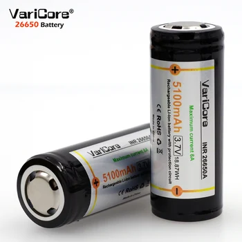 2PCS VariCore Protection 26650 5100mAh 3.7V Li-lon Rechargeable Battery with PCB 8A 3.6V Power batteries for Flashlight
2PCS VariCore Protection 26650 5100mAh 3.7V Li-lon Rechargeable Battery with PCB 8A 3.6V Power batteries for Flashlight
