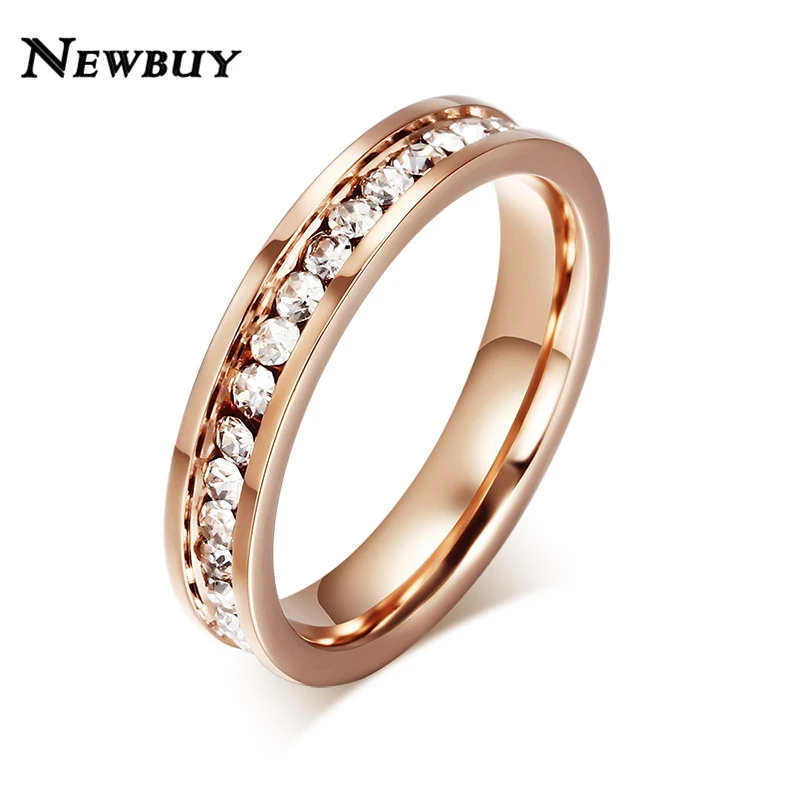 NEWBUY 4mm Rose Gold Color Stainless Steel Ring For Women Clear AAA+ Cubic Zirconia Ring Female Engagement Jewelry Wholesale
NEWBUY 4mm Rose Gold Color Stainless Steel Ring For Women Clear AAA+ Cubic Zirconia Ring Female Engagement Jewelry Wholesale