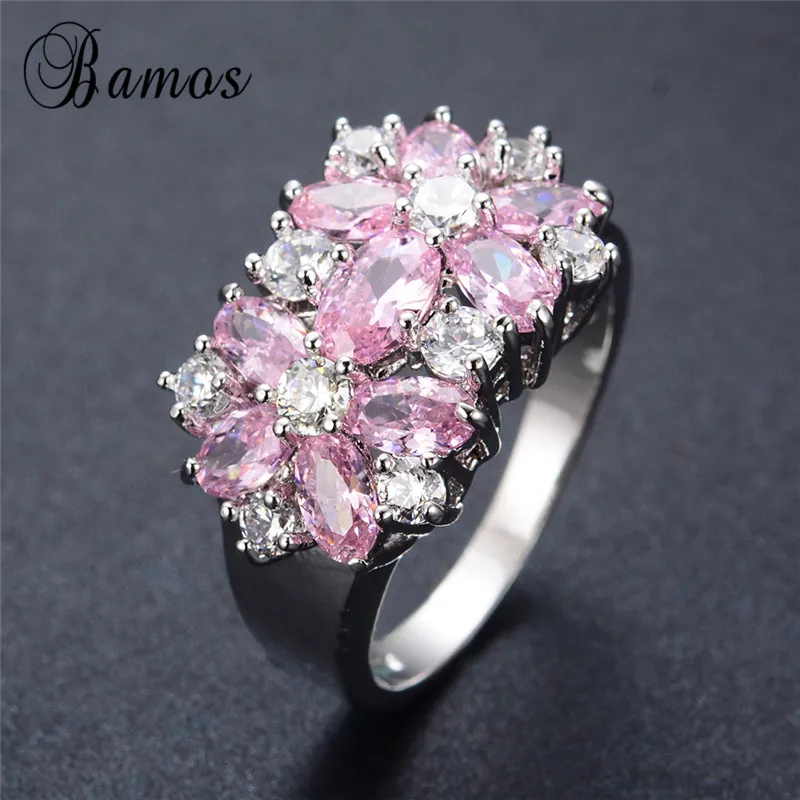 Bamos Shining Flower Stone Jewelry Pink Birthstone Rings for Women 925 Sterling Silver Filled Wedding Ring Band Jewelry RW0048
Bamos Shining Flower Stone Jewelry Pink Birthstone Rings for Women 925 Sterling Silver Filled Wedding Ring Band Jewelry RW0048