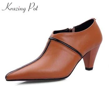 Krazing pot 2019 Autumn genuine leather pointed toe zipper spike med heels superstar party beauty mature mixed color pumps l01
Krazing pot 2019 Autumn genuine leather pointed toe zipper spike med heels superstar party beauty mature mixed color pumps l01