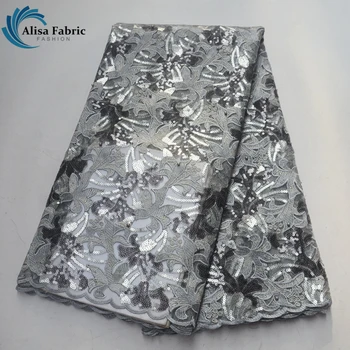 Silver French Sequins Lace Fabric New Design 5 Yards/Pcs African Nigeria Embroidered Lace Stone With Beads For Wedding Dress
Silver French Sequins Lace Fabric New Design 5 Yards/Pcs African Nigeria Embroidered Lace Stone With Beads For Wedding Dress